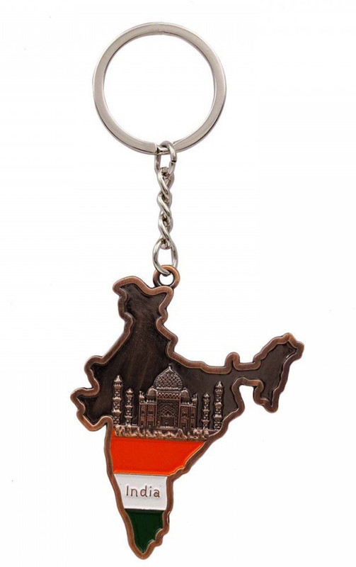 kd collections INDIA Map Metal Keychain Keyring|Double Sided With Taj Mahal Image|Car Bike Keychain Key Chain