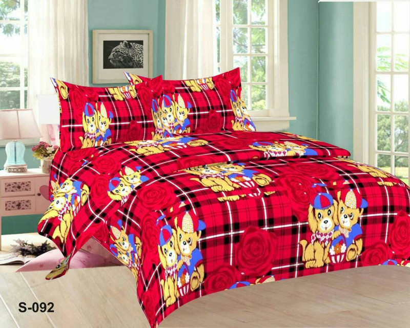 chunnu7star 144 TC Cotton Double King Cartoon Bedsheet(Pack of 1, multicoler)