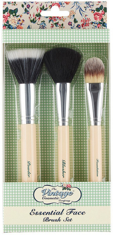 Vintage Cosmetic Essential Face Brush Set(Pack of 3)