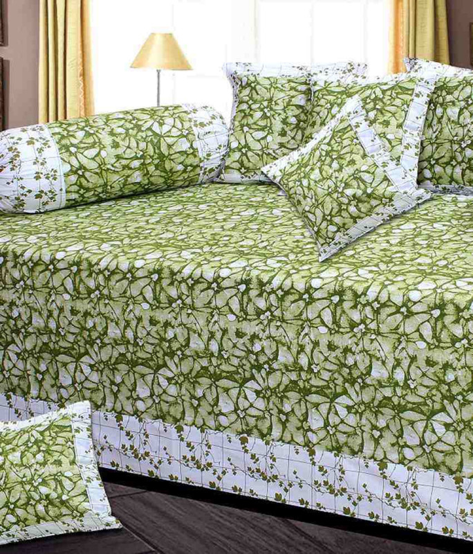 svc Cotton Abstract Diwan Set(1 Diwan set with 5 cushiopn covers and 2 booster covers)