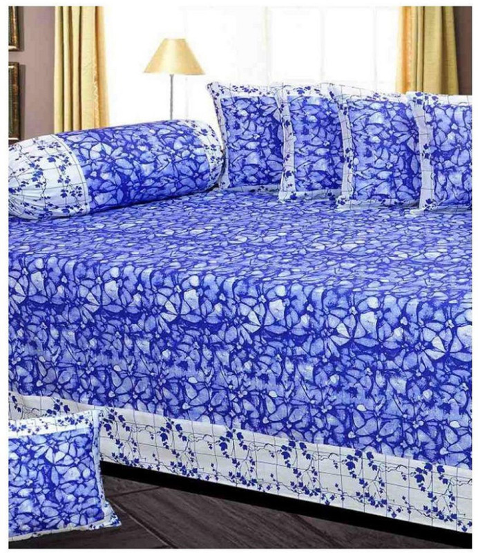 svc Cotton Abstract Diwan Set(1 Diwan set with 5 cushiopn covers and 2 booster covers)