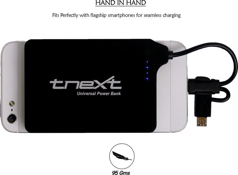 tnext 4000 mAh Power Bank (TTPLE4000s, Universal )(Black, Lithium Polymer)