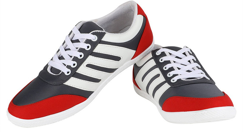 Alexus Plain casual shoe For Men(Red, Grey) Alexus Plain casual shoe For Men(Red, Grey)