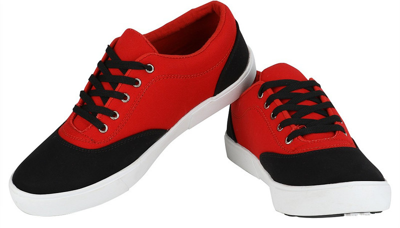 Alexus Plain casual shoe For Men(Red, Black) Alexus Plain casual shoe For Men(Red, Black)