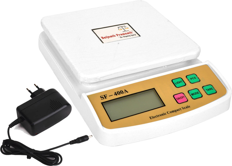 Baijnath Premnath Digital 10kg x 1g Kitchen Scale Balance Multi-purpose weight measuring machine with Adapter Weighing Scale Weighing Scale(White)