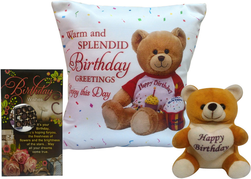 Saugat Traders Birthday Gift Combo - (Cushion Cover + Filler), Birthday Quotation & Soft Toy Saugat Traders Birthday Gift Combo - (Cushion Cover + Filler), Birthday Quotation & Soft Toy