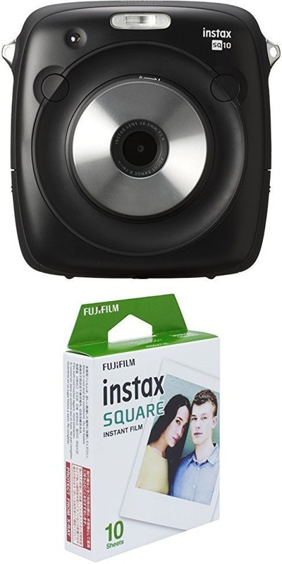 Fujifilm Instax Square Film (10x1) With Instax Square SQ10 Hybrid Instant Camera(Black)