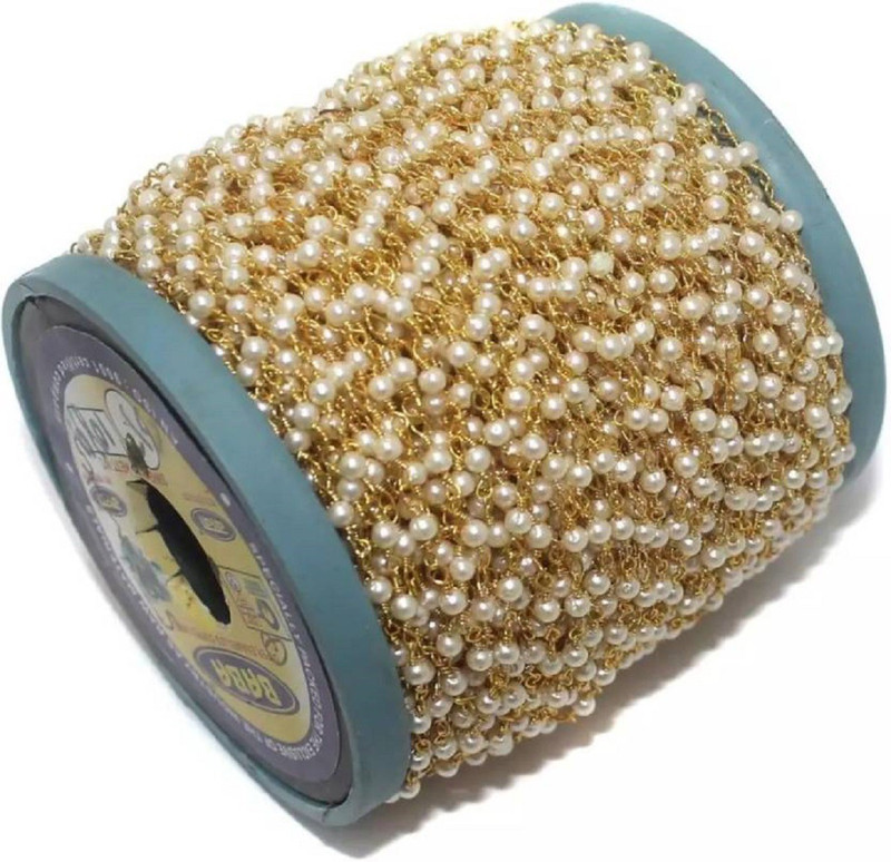 swing arts Jewellery Making Acrylic Pearl Beads Chain 3 mm, Pack Of 2 Mtrs