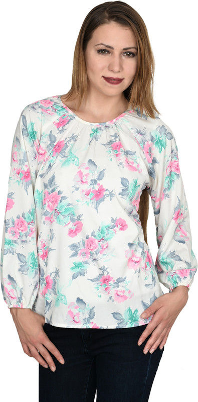 two lucky Casual Full Sleeve Floral Print Women White, Pink Top