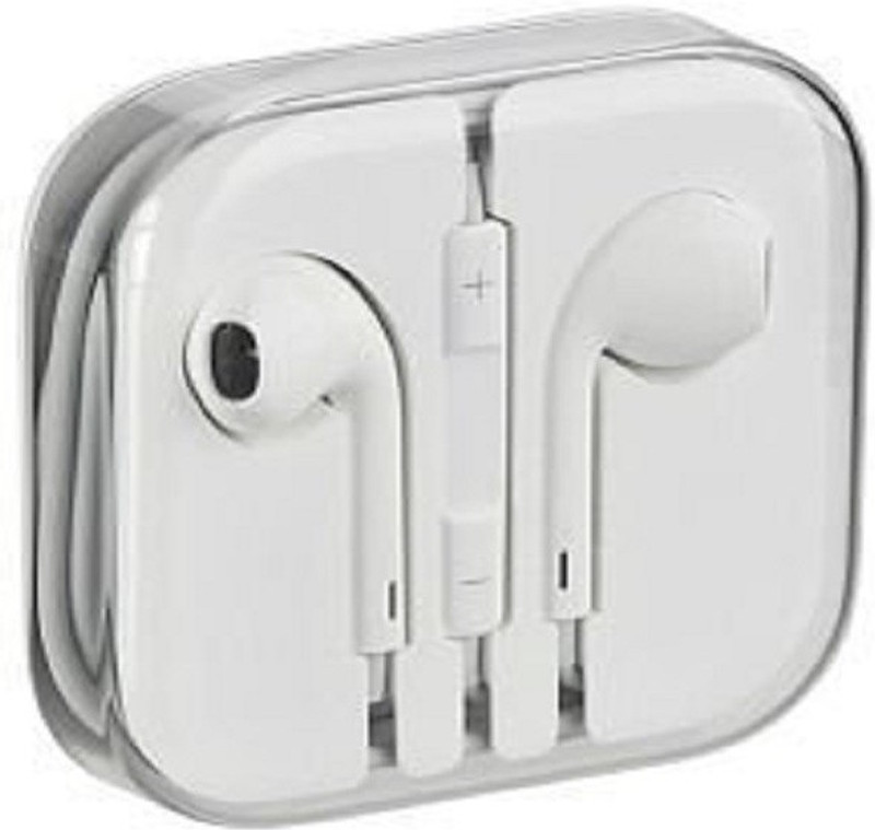 izac Earphones With Mic And Volume Wired Headset with Mic(White, In the Ear)