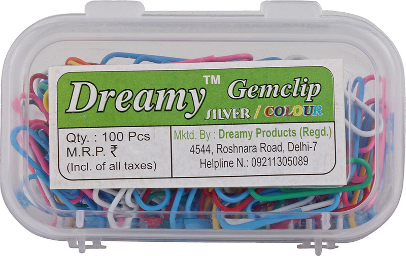 dreamy iron, Gem Clip Plastic (Set of 500 Pcs) in 5 Plastic Boxes  Pins(Set Of 500, Multi colours)