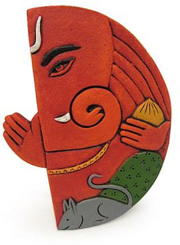 earth home decor HALF ROUND GANESHA MURAL Decorative Showpiece  -  21.59 cm(Polyresin, Multicolor)