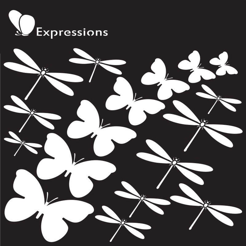 expressions craft stamps Butterfly & Dragonfly EST6024 Hand made Design Stencil(Pack of 1, Art Sencil)
