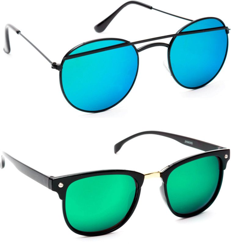 TheWhoop Round, Wayfarer Sunglasses(Green)