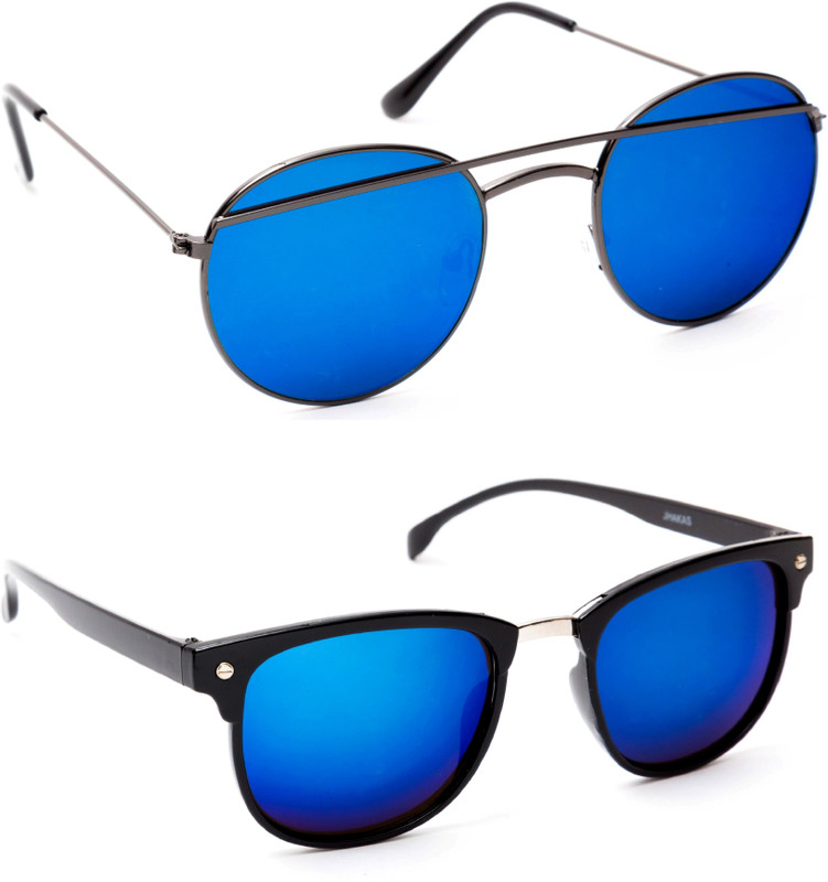 TheWhoop Round, Wayfarer Sunglasses(Blue)