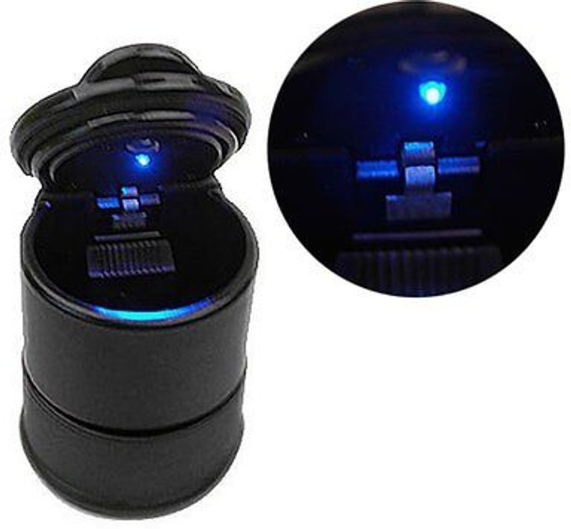 TREST Portable LED Ashtray for All Cars/ Home/ Office (Black Color, Round Shape) For Black Plastic Ashtray(Pack of 1)