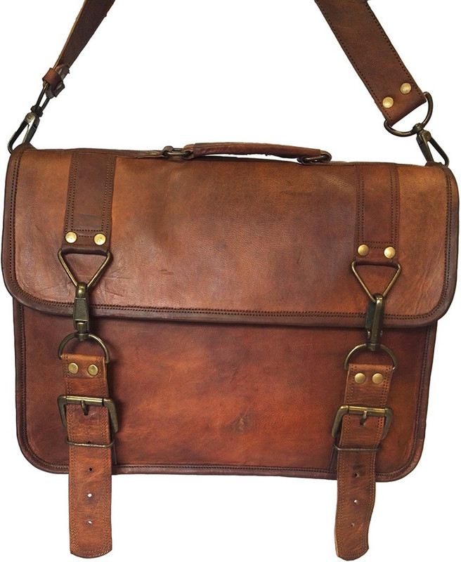 The Artists Creation Vintage Handmade Brown Bags Genuine Leather Shoulder Messenger Office Laptop Bag Medium Briefcase - For Men(Brown)