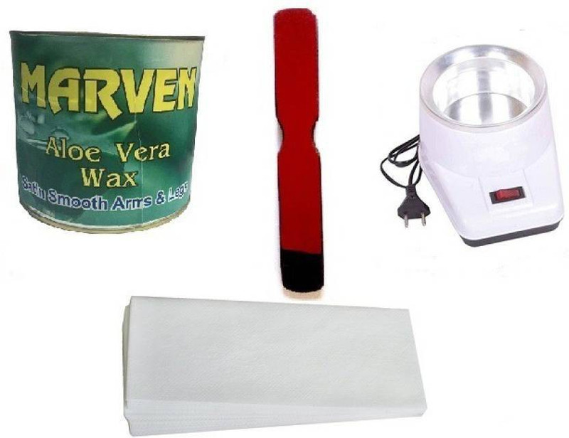ddh 1 wax heater with alovera wax(600ml) , 65 wax strips and 1 knife(Set of 4)