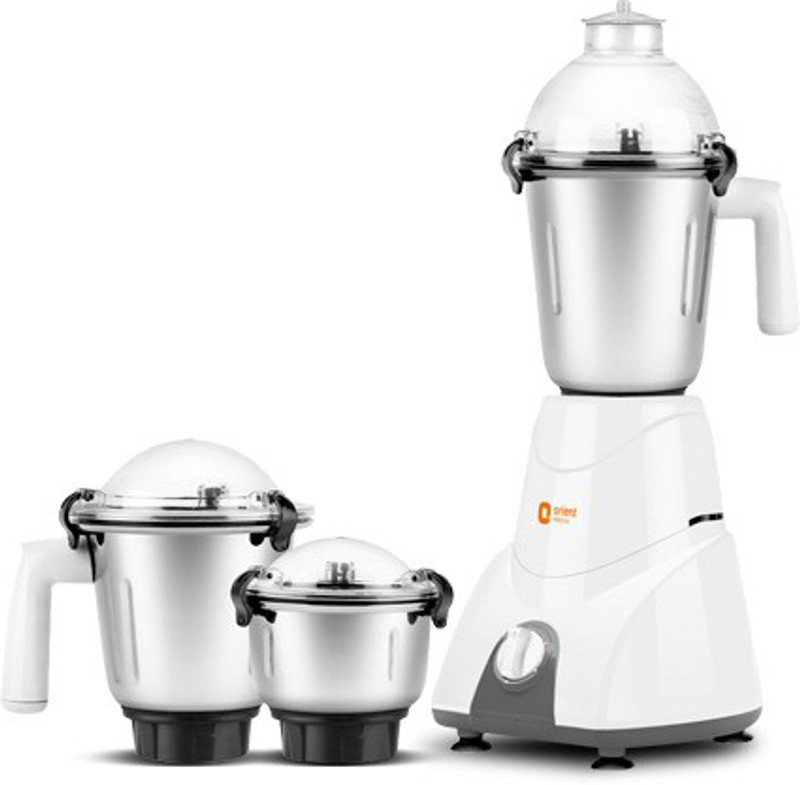 Orient Electric Amaze MGAM60G3 600 W Mixer Grinder(White & Grey, 3 Jars)