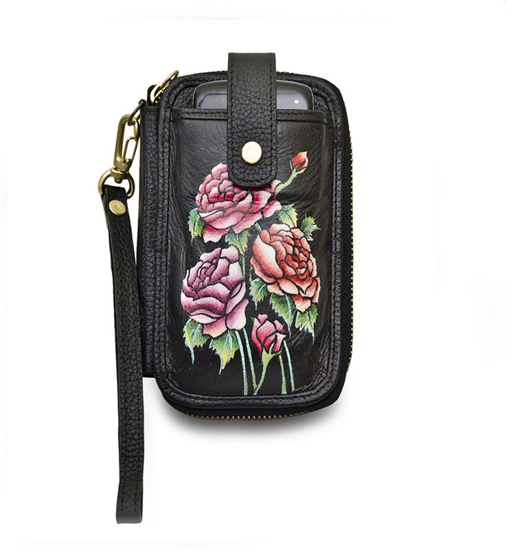 sophia visconti Floral Print Pouch Wristlet(Red, Blue, Black)