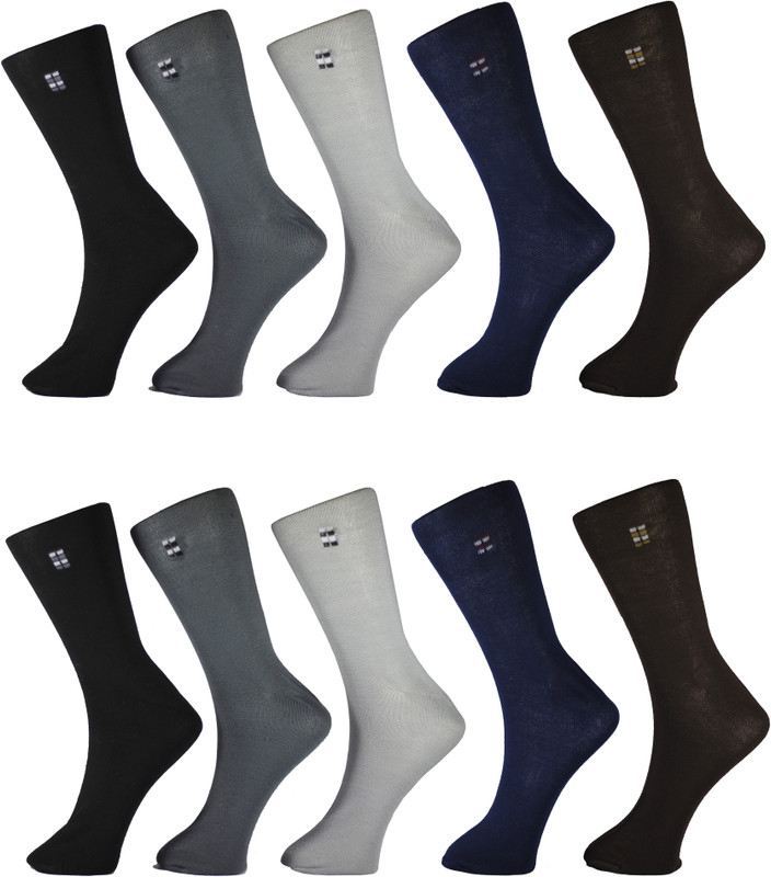 hicode Men Solid Mid-Calf/Crew(Pack of 10)