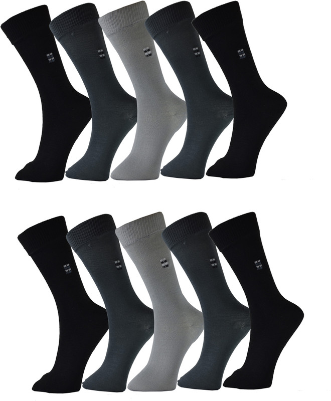 hicode Men Solid Mid-Calf/Crew(Pack of 10)