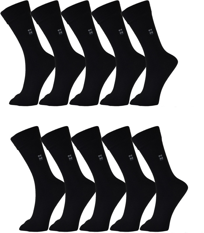 hicode Men Solid Mid-Calf/Crew(Pack of 10)