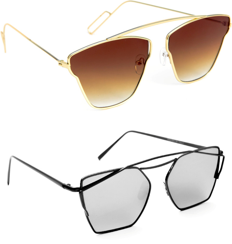 TheWhoop Aviator Sunglasses(Brown, Silver)