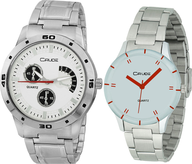 crude rg744 bond collection all white case white dial stainless steel chain perfect match watch Analog Watch  - For Men & Women