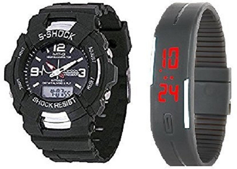 blutech s shock small black dial+led black kids combo Analog-Digital Watch  - For Boys & Girls