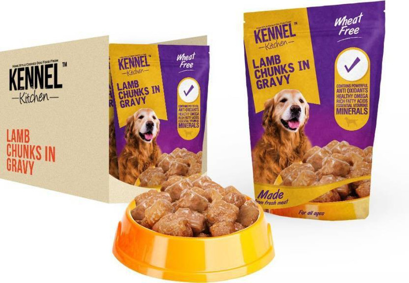 kennel kitchen Lamb Chunks in Gravy (10 packs of 100 gms) Lamb 1 kg Wet Dog Food(Pack of 10)