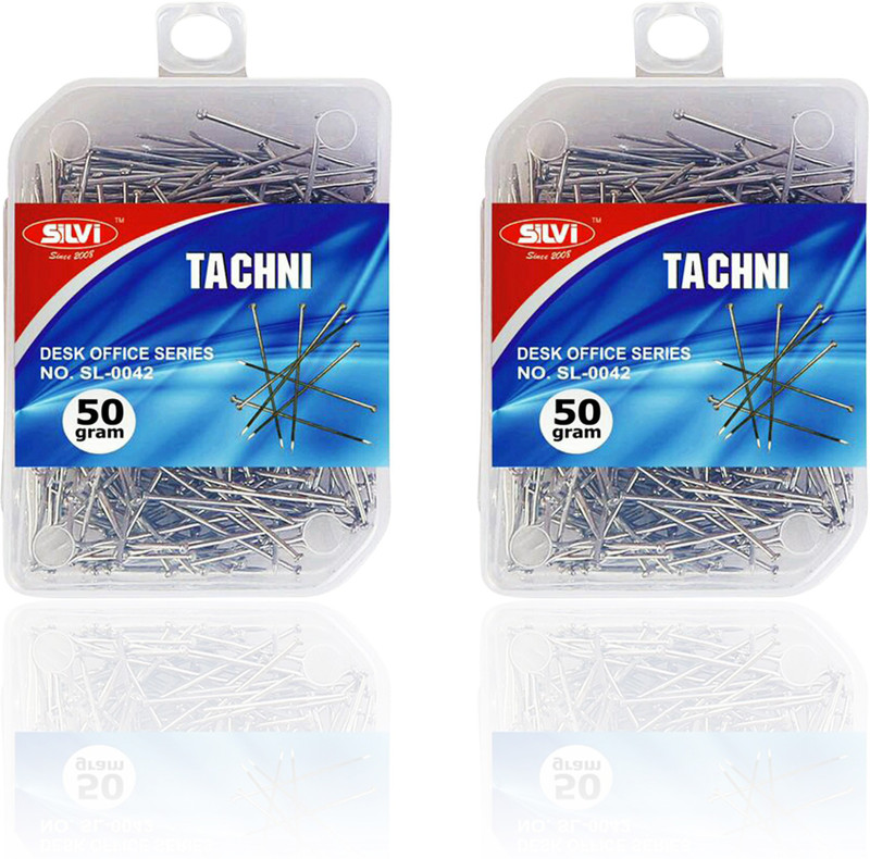 silvi Silver, Office Tachni Pin 300gm (Set of 6 Boxes)  Pins(Set Of 300, Silver)
