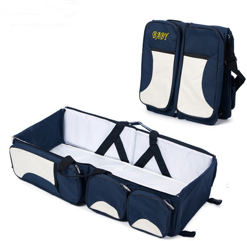 ShopyBucket 3 in 1 Crib Bassinet Portable Nursery Bed Diaper Bag Baby Infant Travel Foldable Convertible Crib(Fabric, Grey, Beige) ShopyBucket 3 in 1 Crib Bassinet Portable Nursery Bed Diaper Bag Baby Infant Travel Foldable Convertible Crib(Fabric, Grey, Beige)