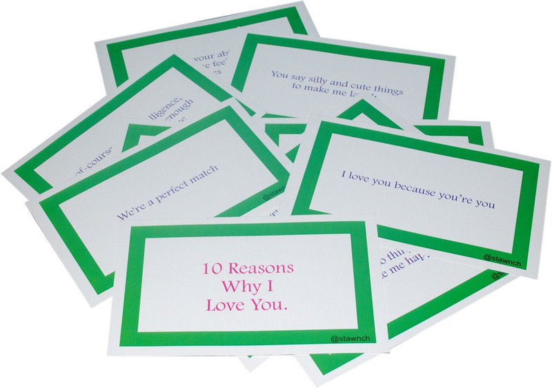 stawnch 10 REASONS WHY I LOVE YOU [SET OF 10 CARDS SIZE 6"X 3.5"] Greeting Card(Green, Pack of 1)