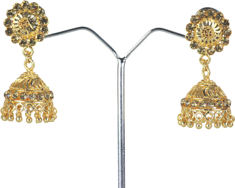 selva front Traditional Ethnic Gold Plated Pearl Jhumka Earrings For Women set of 2 Brass Jhumki Earring