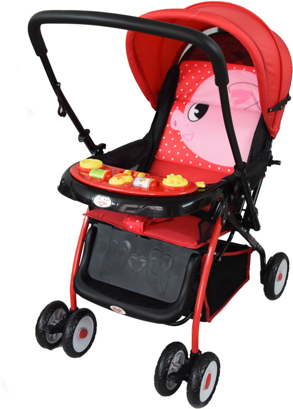 abdc kids Baby Pram & Stroller Crysta Red With Reversible Handlebar Pram(Multi, Red)