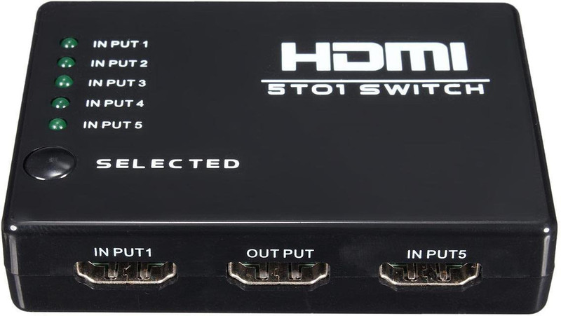 LipiWorld TV-out Cable 5 Port HDMI Switch - Mini 1080p HDMI Switcher Selector Box Auto Switch With Remote(Black, For TV)