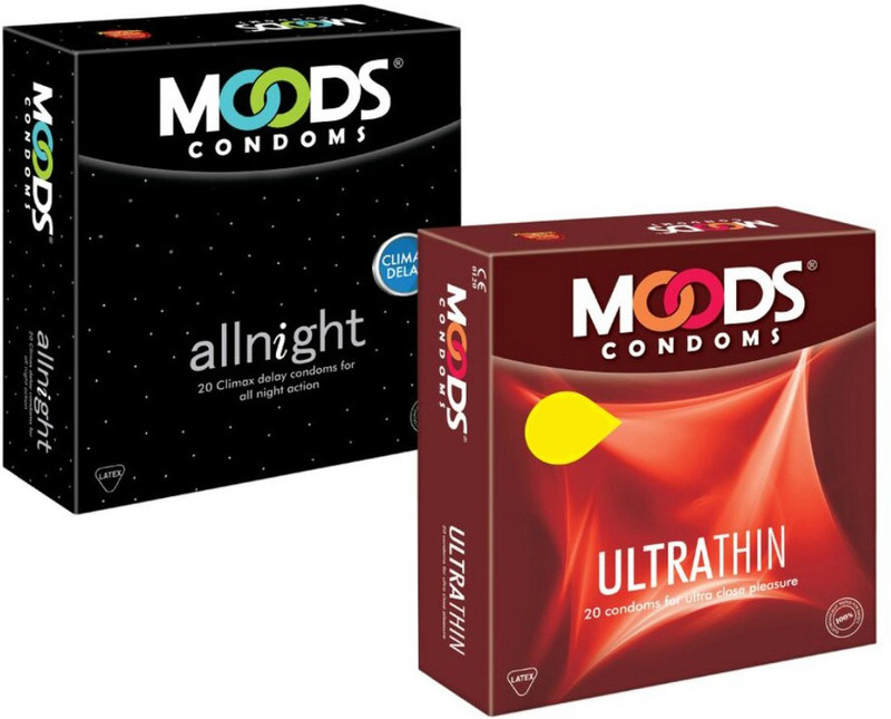 MOODS Allnight and Ultrathin Plain Condom(Set of 2, 24 Sheets)