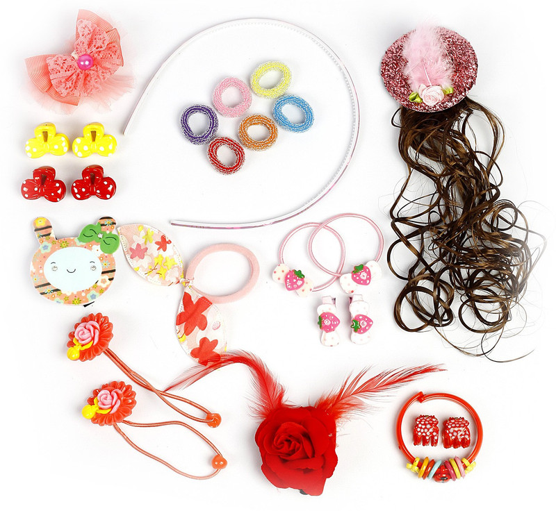 sringhar Hair accessories for baby girl Hair Accessory Set, Tic Tac Clip, Rubber Band, Hair Band(Multicolor)