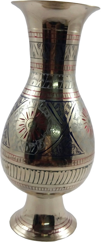 mozohub MOZO HUB Brass Multi Color Flower vase Mugal pattern 24 cm Brass Vase(10 inch, Multicolor)