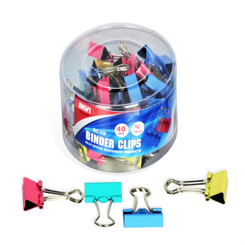 silvi S_050 19 Stell Metal Binder Clip Mix Color Paper Clips 19mm (Pack of 40 clips) …(Set of 40, Multicolor)
