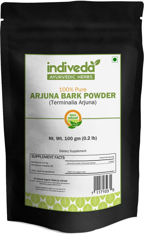 indiveda Premium Quality 100% Organic Arjun (Premium Quality Arjun Bark (Terminalia Arjuna Extract) Powder(100 g)