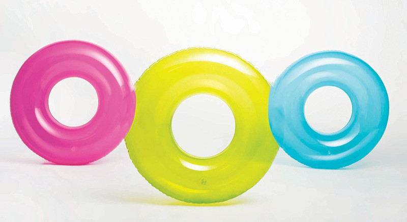 Intex ® Original Inflatable 1 pc Transparent Swim Tube Ring (Any Color) Inflatable Pool Accessory(Multicolor)