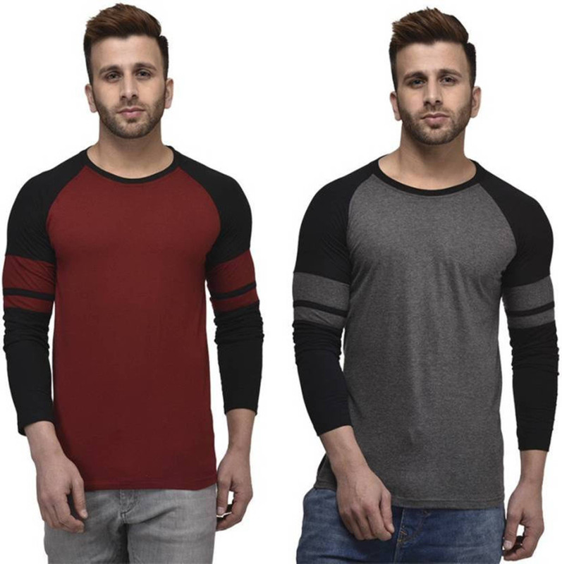 maker since Solid Men Round Neck Multicolor T-Shirt
