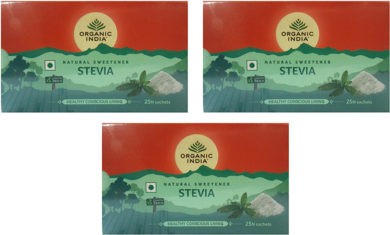 Organic India Natural Sweetener Stevia 25N Sachets (Pack of 3)(25 g)