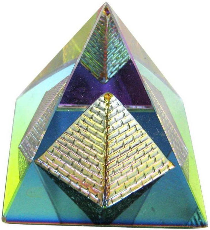 girisha and son fengshui crystal pyramid for positive energy and vastu correction - 5 CM Showpiece - 5 cm (Crystal, Multicolor Decorative Showpiece  -  7 cm(Glass, Multicolor)