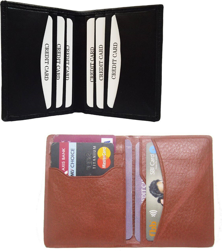 poland 6 Card Holder(Set of 2, Black, Tan)