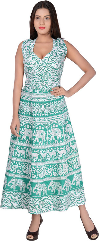fabcolors Women Maxi Green Dress