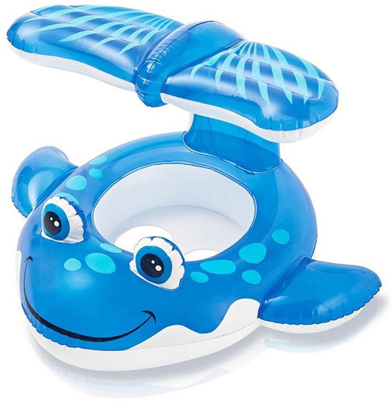 Intex ® Original Inflatable Animal Design Cute Blue Whale Baby Seat Floater Inflatable Pool Accessory(Blue, White)