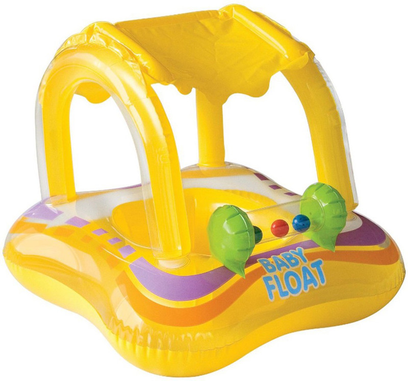 Intex ® Original Inflatable Baby Float With Sunshade Canopy Swimming Pool Inflatable Toy Float Inflatable Pool Accessory(Yellow)